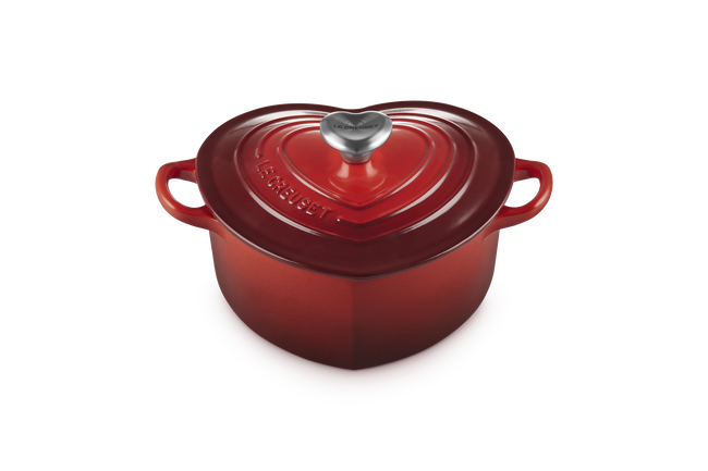 Cast Iron Heart Shaped Casserole with Heart KnobCerise image number 2