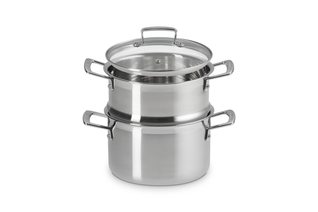 3-ply Stainless Steel Casserole with Steamer Set image number 2