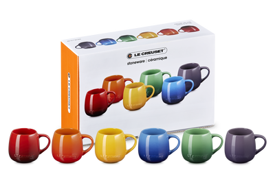 Stoneware Rainbow Set of 6 Coupe Mugs