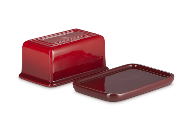 Stoneware Large Butter DishCerise image number 2