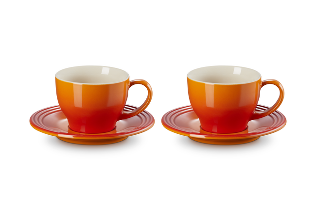 Stoneware Set of 2 Cups and SaucersFlame image number 1