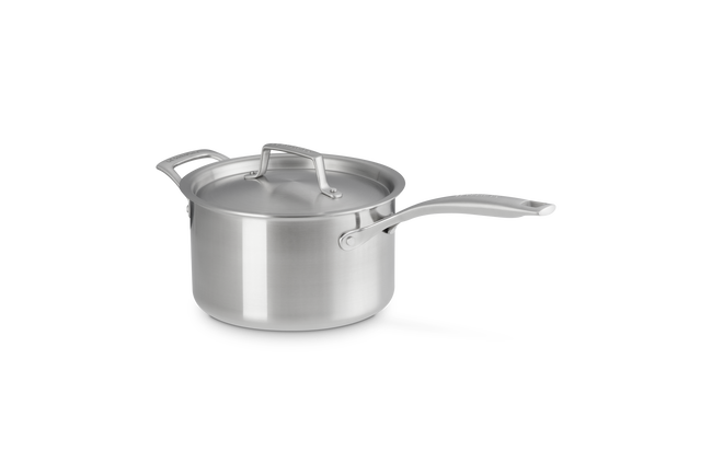 Essential 3-ply Stainless Steel 20cm Saucepan with Helper Handle and Lid image number 2