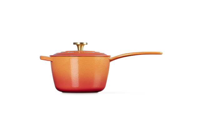 Cast Iron Flamme Dorée Signature Saucepan with Crucible Knob image number 9