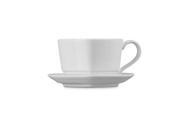 Stoneware Heart Mug with SaucerWhite image number 3