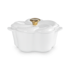 Le Creuset Cast Iron Floral Casserole 20cm with Gold Knob White image number 1