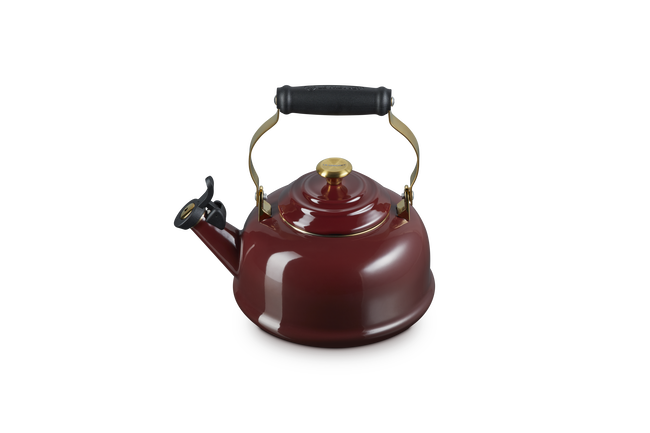 Whistling Teakettle with Gold Knob in Garnet