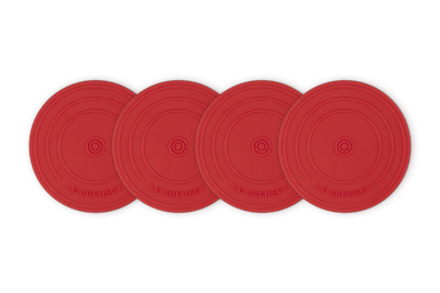 Le Creuset Silicone Set of 4 Coasters Lid Design 10cm Cerise