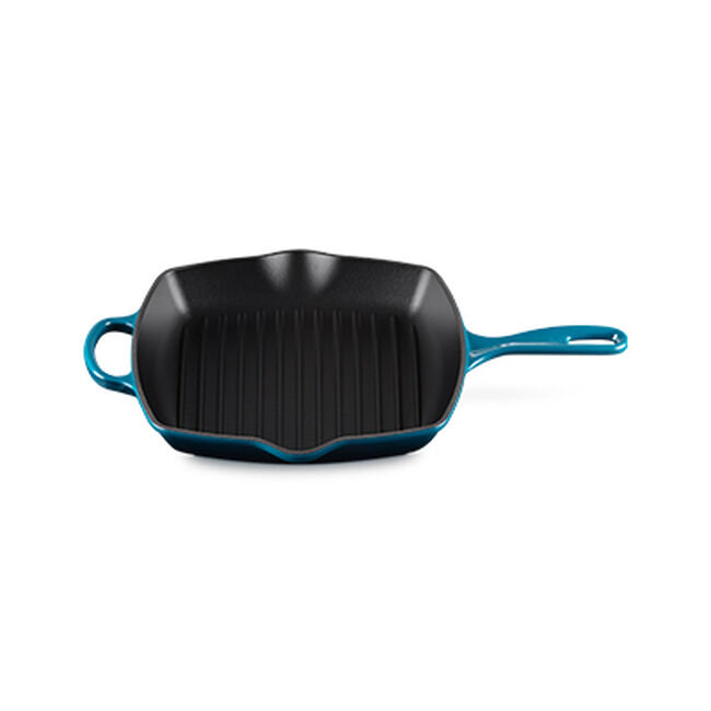 Le Creuset Cast Iron Signature Square Skillet Grill 26cm Deep TealDeep Teal image number 3