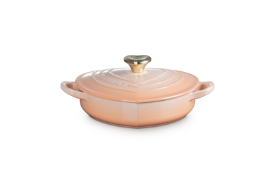 Cast Iron Heart Shallow Casserole with Light Gold Heart Knob