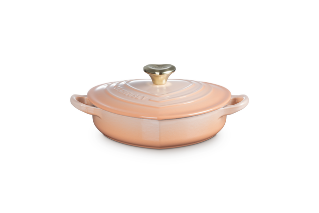 Cast Iron Heart Shallow Casserole with Light Gold Heart Knob image number 3