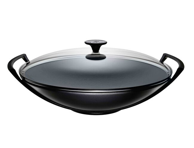 Le Creuset Cast Iron Classic Wok With GlaStainless Steel Lid 36cm 36cm Matte BlackMatte Black image number 3