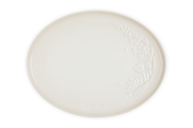 Le Creuset Stoneware La Collection Jardin Oval Casserole Serving Platter 36cm MeringueMeringue image number 4