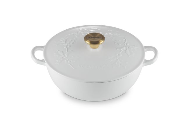 Cast Iron Holly Soup Pot with Gold KnobCotton image number 2