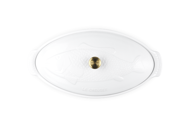 Stoneware Heritage Fish Baker with LidWhite image number 5