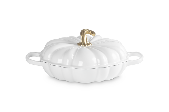 Le Creuset Cast Iron Signature Pumpkin Shallow Casserole 28cm WhiteWhite image number 1