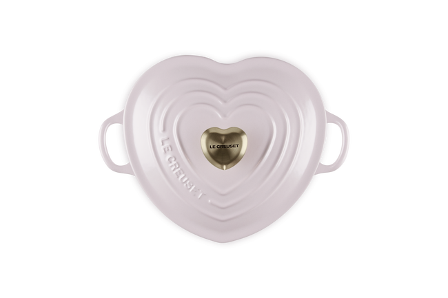 Cast Iron Heart Shallow Casserole with Light Gold Heart KnobShallot image number 4