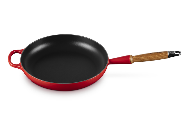 Le Creuset Cast Iron Signature Frying Pan with Wooden Handle 28cm CeriseCerise image number 2