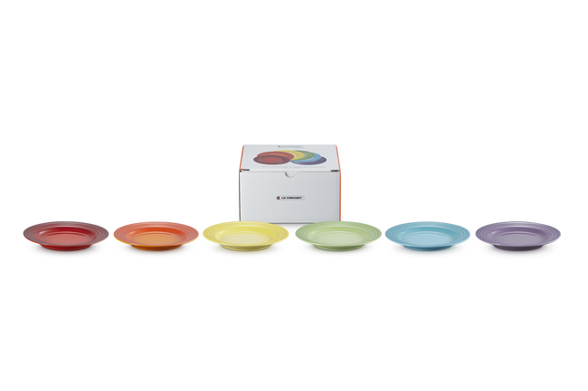 Stoneware Rainbow Set of 6 Appetizer Plates image number 5