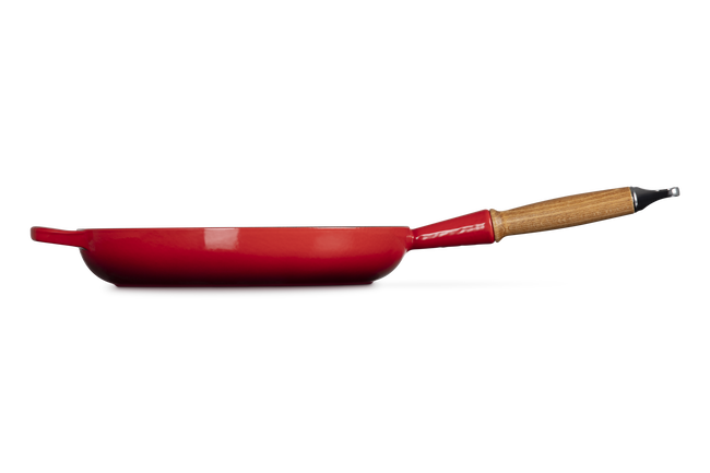 Le Creuset Cast Iron Signature Frying Pan with Wooden Handle 28cm CeriseCerise image number 3