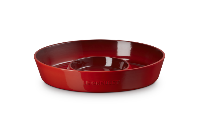 Stoneware Chip and Dip PlatterCerise image number 1