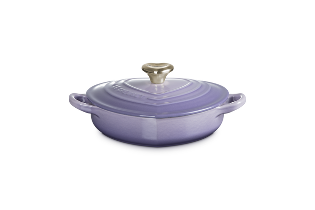 Le Creuset Cast Iron Classic Shallow Heart Casserole with Light Gold Heart Knob 20cmProvence image number 1