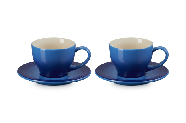 Stoneware Set of 2 Cups and SaucersAzure Blue image number 1