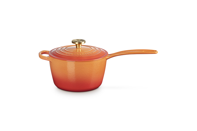 Cast Iron Flamme Dorée Signature Saucepan with Crucible Knob image number 1