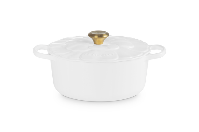 Le Creuset Cast Iron Signature Petal Round Casserole 26cm WhiteWhite image number 1