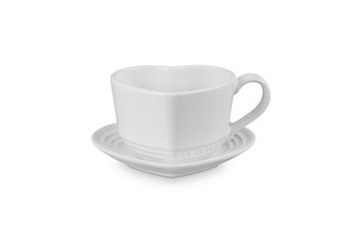 Stoneware Heart Mug with Saucer