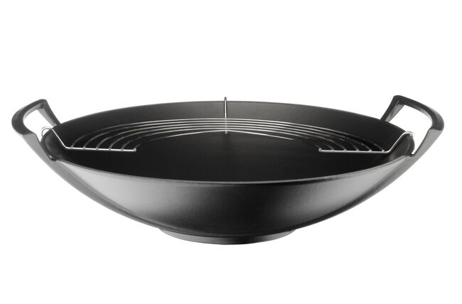 Le Creuset Cast Iron Classic Wok With GlaStainless Steel Lid 36cm 36cm Matte BlackMatte Black image number 2