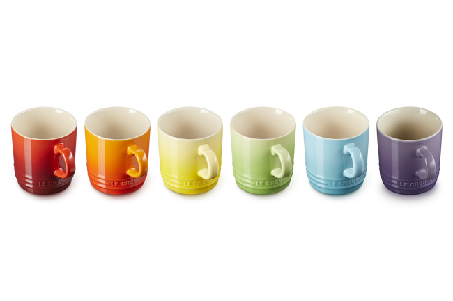 Stoneware Rainbow Set of 6 Cappuccino Mugs image number 4