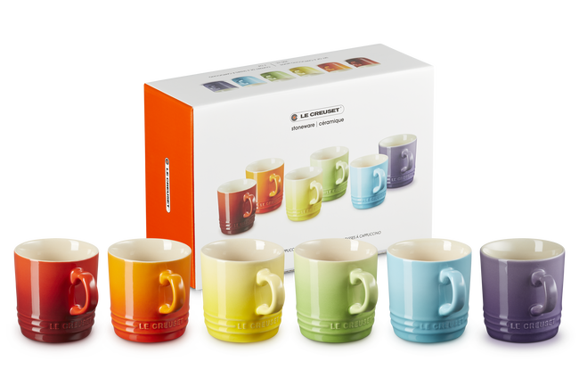 Stoneware Rainbow Set of 6 Cappuccino Mugs image number 3
