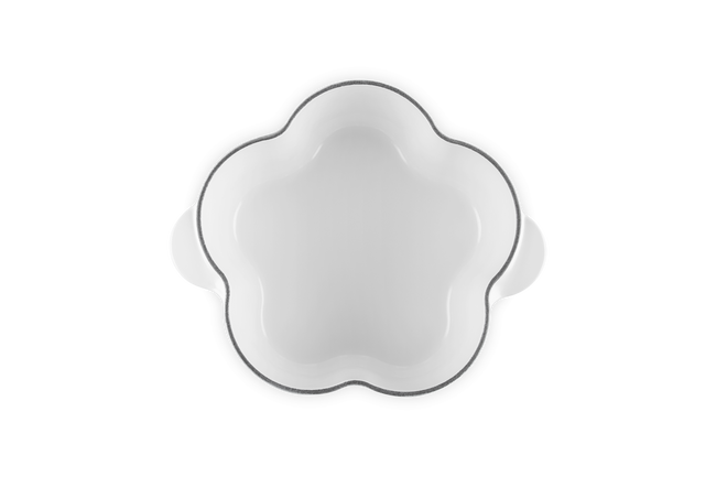 Le Creuset Cast Iron Floral Casserole 20cm with Gold Knob White image number 4