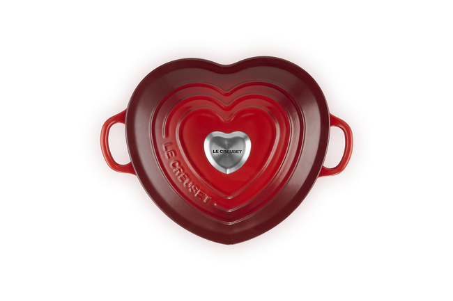 Cast Iron Heart Shaped Casserole with Heart KnobCerise image number 3