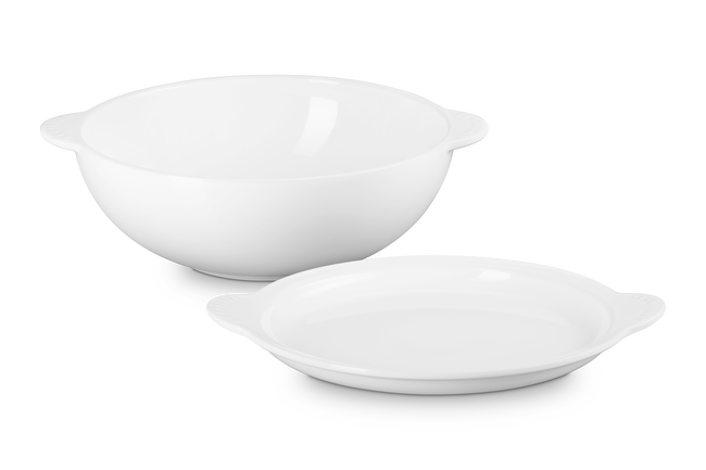 Stoneware Signature Round Serving Bowl with LidWhite image number 1