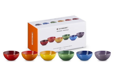 Stoneware Rainbow Set of 6 Snack Bowls