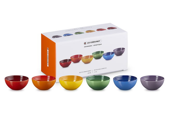 Stoneware Rainbow Set of 6 Snack Bowls image number 1