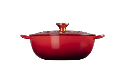 Cast Iron Holly Soup Pot with Gold Knob