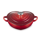Le Creuset Cast Iron Classic Shallow Heart Casserole with Light Gold Heart Knob 20cm CeriseCerise image number 2