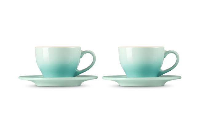Stoneware Set of 2 Cups and SaucersCool Mint image number 3