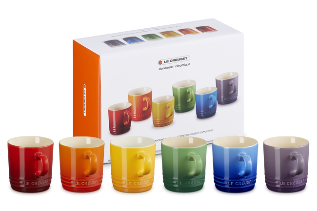 Stoneware Rainbow Set of 6 Cappuccino Mugs image number 1