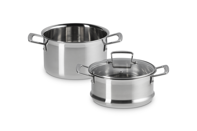 3-ply Stainless Steel Casserole with Steamer Set image number 3