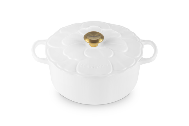 Le Creuset Cast Iron Signature Petal Round Casserole 26cm WhiteWhite image number 2