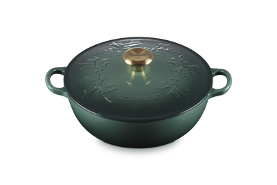 Cast Iron Holly Soup Pot with Gold Knob