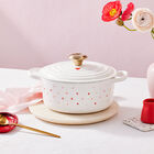 Le Creuset Cast Iron Signature Round Casserole 22cm Hearts White image number 6