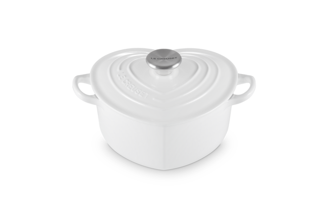 Le Creuset Cast Iron Classic Heart Casserole with Stainless Steel Knob 20cm WhiteWhite image number 2