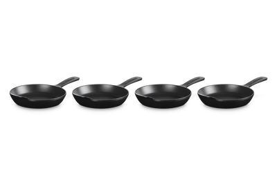Le Creuset Cast Iron Gourmet Set of 4 Mini Skillets 16cm Matte Black