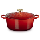 Le Creuset Signature Cast Iron Round Cocotte L'Etoile Relief 24cm CeriseCerise image number 1
