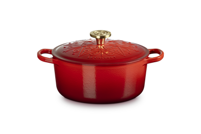 Le Creuset Signature Cast Iron Round Cocotte L'Etoile Relief 24cm Cerise