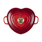 Le Creuset Cast Iron Classic Shallow Heart Casserole with Light Gold Heart Knob 20cm CeriseCerise image number 2